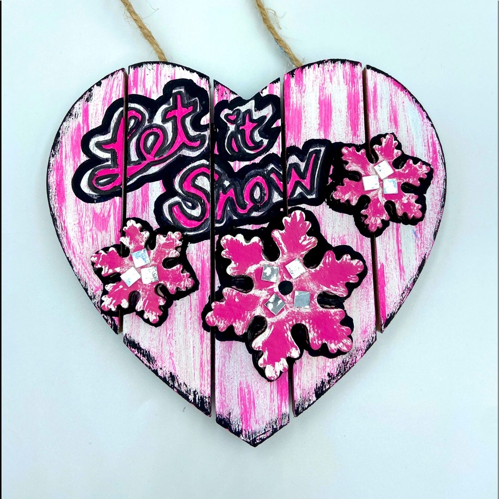 Let it snow Pink Handmade Xmas Ornament